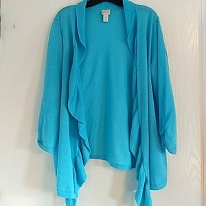 Chico's Womens Large Blue Cardigan Top
